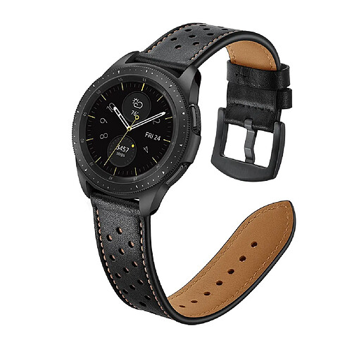 Bracelet en cuir véritable noir pour votre Samsung Galaxy Watch 42mm (Black Type)