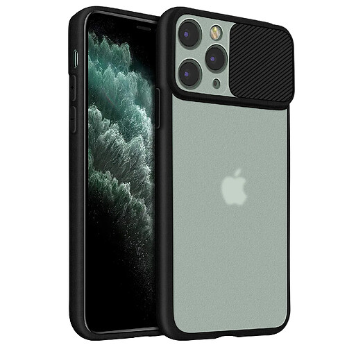 Avizar Coque Apple iPhone 11 Pro Max Protection bi-matière Cache caméra coulissant noir