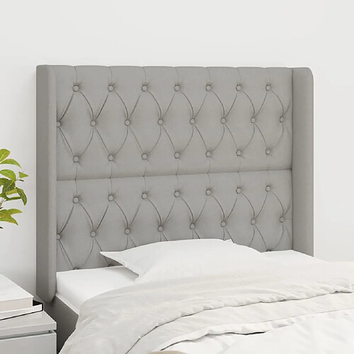 Maison Chic Tête de lit scandinave avec oreilles,meuble de chambre Gris clair 93x16x118/128 cm Tissu -MN17662