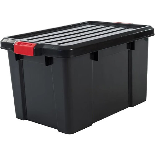 IRIS OHYAMA Lot de 3 boîtes de rangement avec fermeture clic - Power Box - SK-450 - Plastique - Noir - 50 L - 59 x 38, 5 x 31...