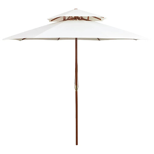 ComfortXL Parasol De Terrasse 270 X 270 Cm Poteau En Bois Blanc Crème