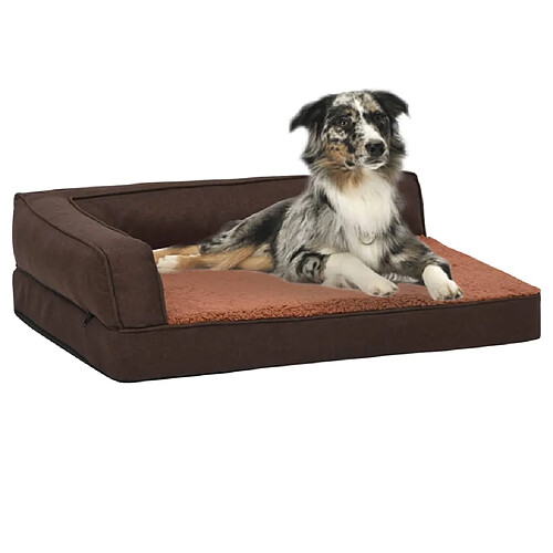 vidaXL Matelas de lit ergonomique de chien 60x42 cm Polaire aspect lin