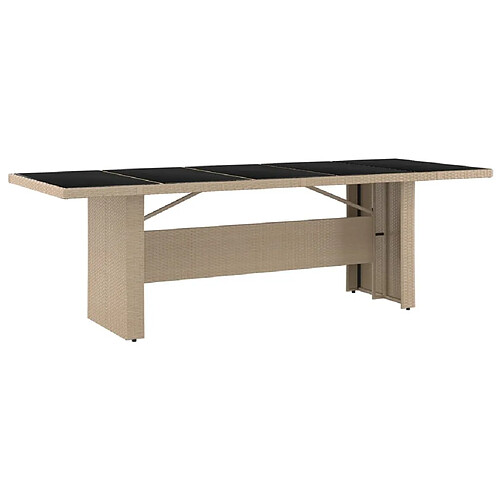 Maison Chic Table de jardin | Table d'extérieur plateau en verre Résine tressée verre trempé -GKD80857