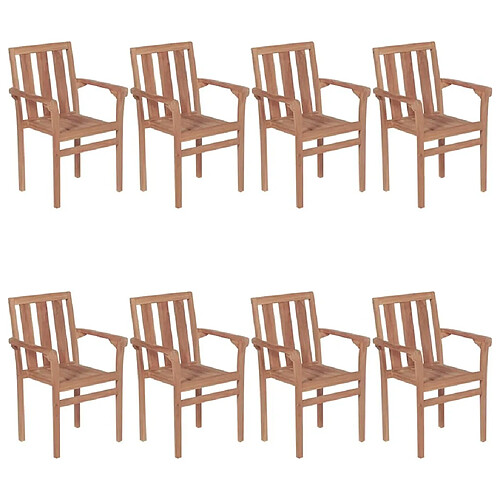 Maison Chic Lot de 8 Chaises de jardin avec coussins,Fauteuil d'extérieur empilables Teck solide -MN41286