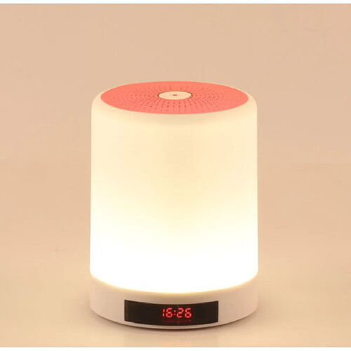 Chrono Lampe LED pour haut-parleur Bluetooth, 3 modes tactiles à intensité variable et réveil 7 couleurs avec capteur tactile / fente pour carte TF / haut-parleur / horloge / appel mains libres, meilleur cadeau pour les enfants adultes(Rose)