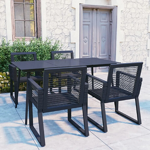 Ensemble salle à manger de jardin 5 pcs,Table et chaise à dîner d'extérieur Rotin PVC Noir -MN98335