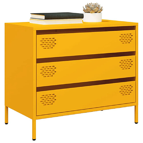 vidaXL Buffet jaune moutarde 68x39x58,5 cm acier laminé à froid