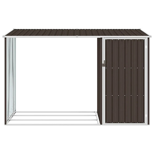 Helloshop26 Abri à bois de jardin 245 x 98 x 159 cm acier galvanisé marron 02_0022398