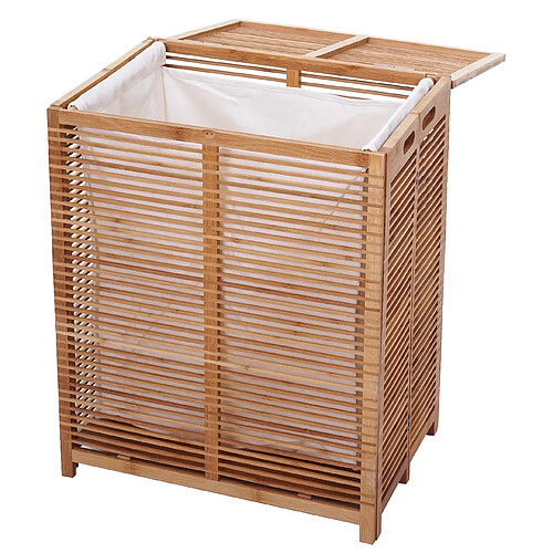 Mendler Coffre / panier à linge HWC-B18, Bambou 61x50x35cm