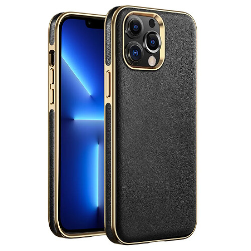 Coque en TPU + PU électroplaqué, anti-empreinte digitale pour votre iPhone 13 Pro 6.1 pouces - noir