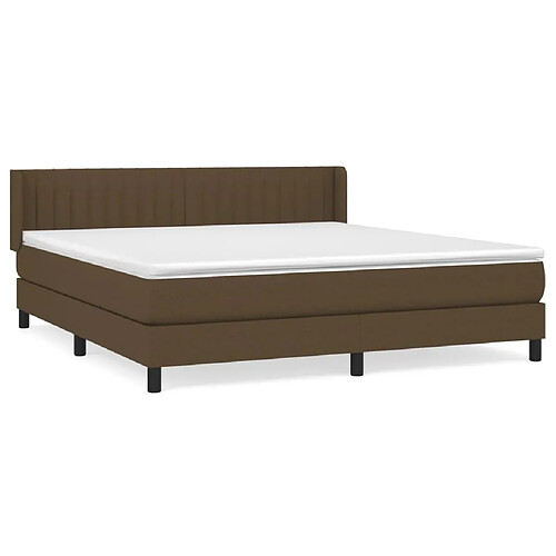 Maison Chic Structures de lit + matelas,Lit à sommier tapissier avec matelas Marron foncé 160x200 cm -MN17338