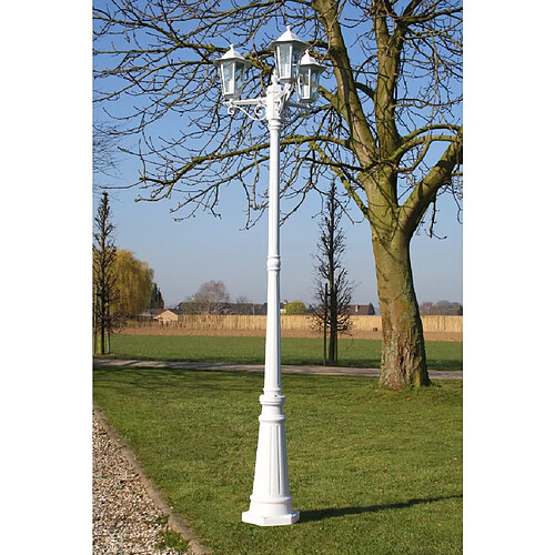 vidaXL Lampadaire de jardin 3 bras 215 cm Blanc Aluminium