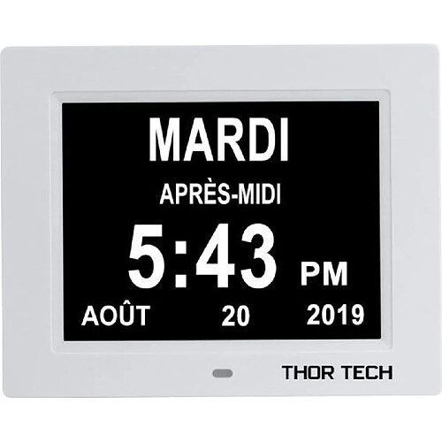 Horloge Calendrier LED DC8010 - 8 pouces - Grande Police - Alarme - Pour les personnes âgées / Alzheimer et les enfants