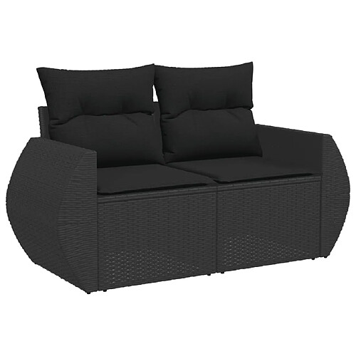 Maison Chic Canapé de jardin avec coussins 2 places | Canapé d'extérieur | Fauteuil,Banquette Jardin noir résine tressée -MN27346