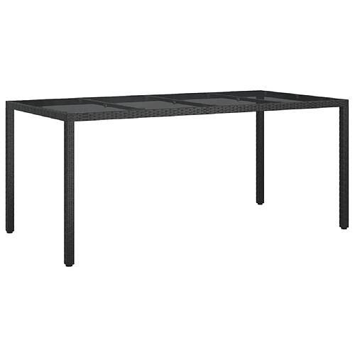 Maison Chic Table de jardin | Table d'extérieur Noir 190x90x75 cm Verre trempé/résine tressée -GKD80600