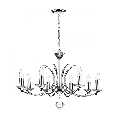 Luminaire Center Suspension Medusa chrome poli et Champagne 8 ampoules