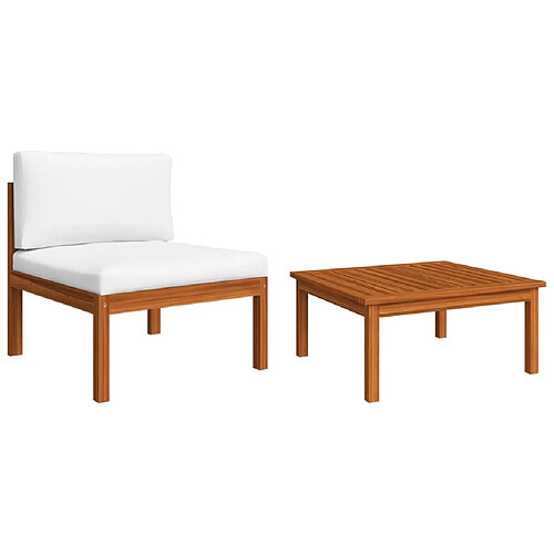 Maison Chic Salon de jardin 2 pcs avec coussins - Table et chaises d'extérieur - Mobilier/Meubles de jardin Moderne Bois d'acacia solide -MN97598