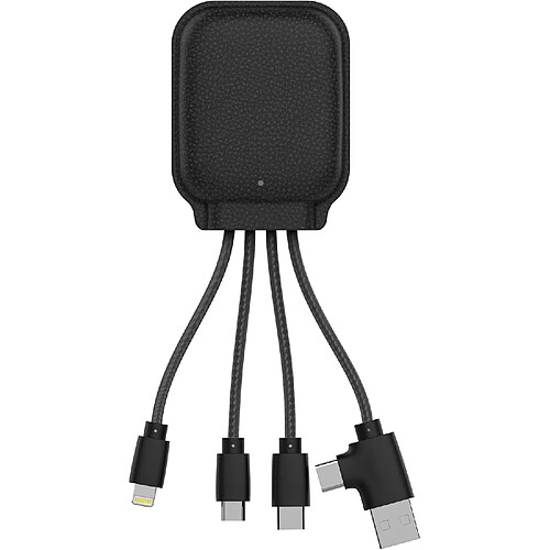 SANAG Câble De Charge Fonction Nfc- Batterie Externe 3000 Mah Multi Connecteurs Usb 4 En 1 Usb C, Usb, Lightning Et Micro Usb - Câble Chargeur Universel En Cuir Recyclé - Iné Gamma (Noir)