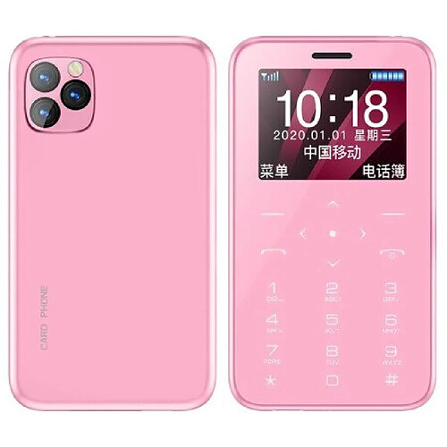 Téléphone Carte Bleue Portable 1' Tout Opérateur Micro Sim Bluetooth Appel Rose YONIS