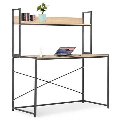 vidaXL Bureau d'ordinateur Noir et chêne 120 x 60 x 138 cm