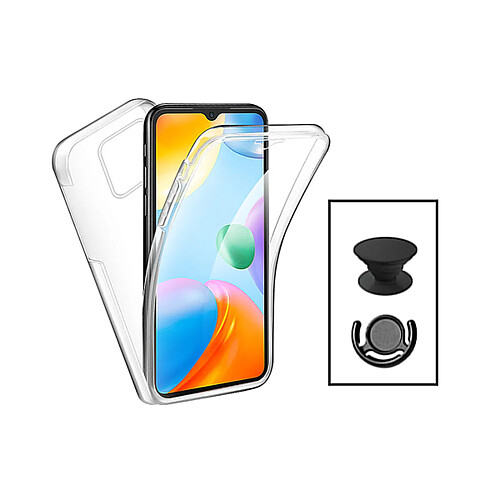 PHONECARE Kit Coque 3x1 360° Impact Protection + 1 GripHolder + 1 Support GripHolder Noir pour Xiaomi Redmi 12C - Transparent / Noir