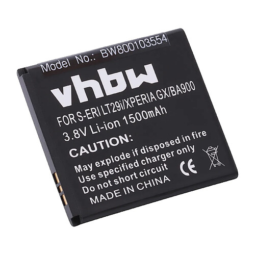 Vhbw Batterie LI-ION 1500mAh pour SONY ERICSSON Hayabusa, JLo, LT29, LT29i, ST26a, Xperia GX, Xperia J, Xperia T LT29i, Xperia TX LT29, remplace BA900