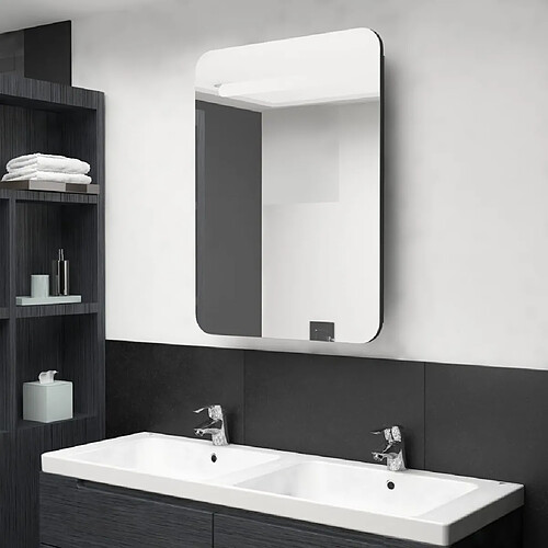 vidaXL Armoire de salle de bain à miroir LED noir 60x11x80 cm