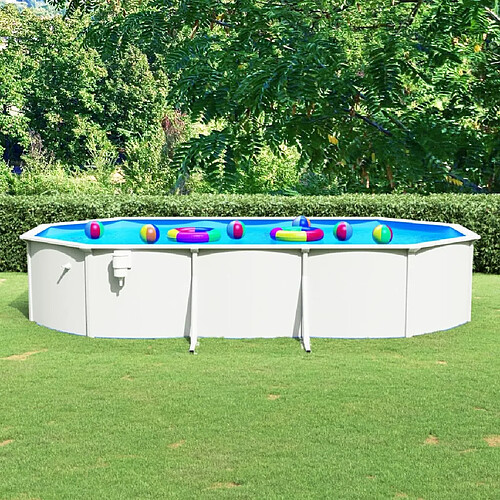 vidaXL Piscine ovale avec parois en acier 610x360x120 cm Blanc