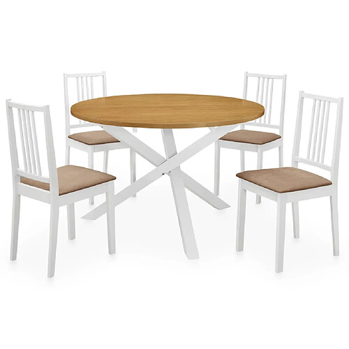 vidaXL Mobilier de salle à manger 5 pcs MDF Blanc