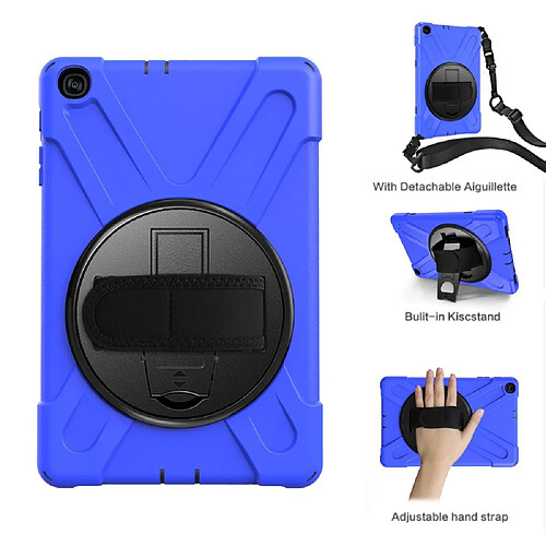 Coque en TPU + Silicone avec béquille combinée pivotante à 360 ° et sangle bleu pour votre Samsung Galaxy Tab A 10.1 (2019) SM-T515