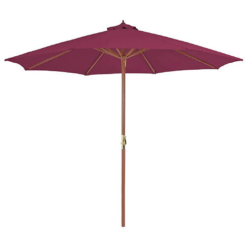 vidaXL Parasol d'extérieur avec mât en bois 300 cm rouge bordeaux