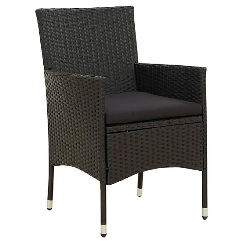 Maison Chic Lot de 2 Chaises de jardin,Fauteuil d'extérieur avec coussins Résine tressée Noir -MN65984