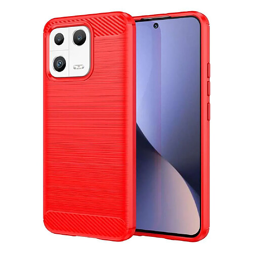 Htdmobiles Coque pour Xiaomi 13 5G - housse etui silicone gel carbone + verre trempe - ROUGE