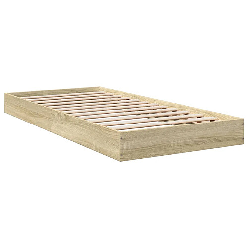 Vidaxl Cadre de lit chêne sonoma 75x190 cm bois d'ingénierie