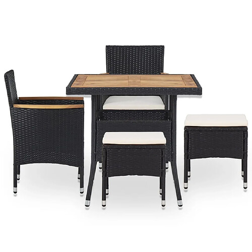 Maison Chic Mobilier d'extérieur 5 pcs,salon de jardin moderne Noir Résine tressée et bois d'acacia -GKD662395