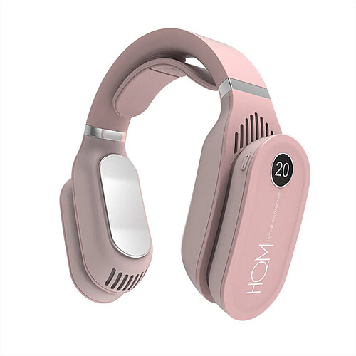 (a-Pink) Ventilateur de Cou Suspendu USB Portable 2 en 1 Refroidissement Chauffage Climatiseur Ventilateurs Électriques Sans Lame Masseur de Cou Portable