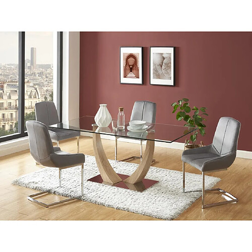 Vente-Unique Lot de 6 chaises en velours et métal - Gris - BERLONA