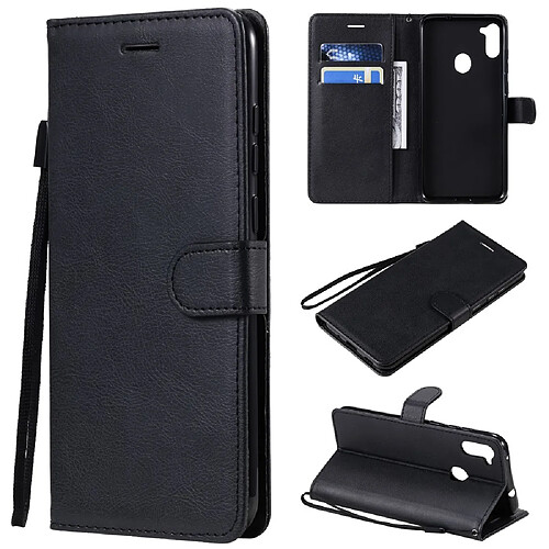 Etui en PU avec support et porte-cartes noir pour votre Samsung Galaxy A11