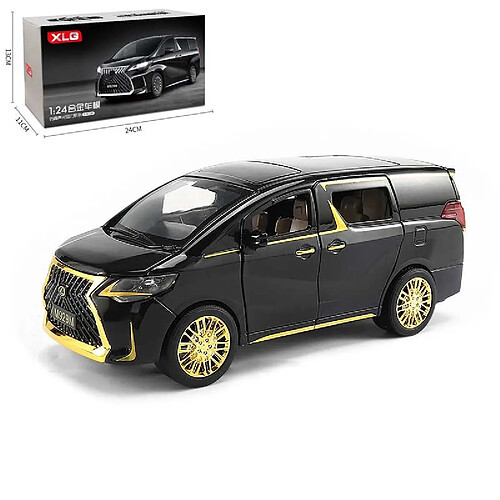 Universal 1/24 Luxury Lexus LM300 MPV Model Toy Car Alliage Moulé sous pression M929M Simulation Acoustique et Optique Retraite Collection Toy Car | Toy Car Moulé sous pression (or noir)