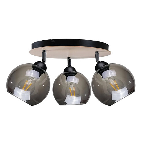 Lumière Grappes de spots de plafond en bois noir, 30cm, 3x E27