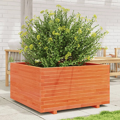 vidaXL Jardinière cire marron 90x90x49,5 cm bois de pin massif