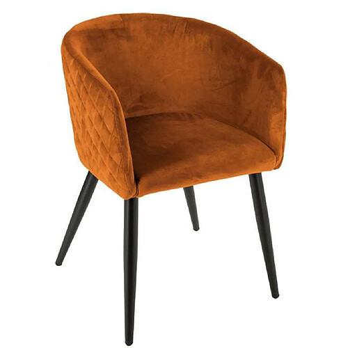 Pegane Lot de 2 fauteuils coloris Ambre en velours / métal - Longueur 56 x Profondeur 56 x Hauteur 76 cm