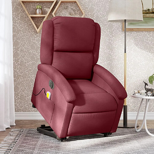 vidaXL Fauteuil inclinable de massage électrique Rouge bordeaux Tissu