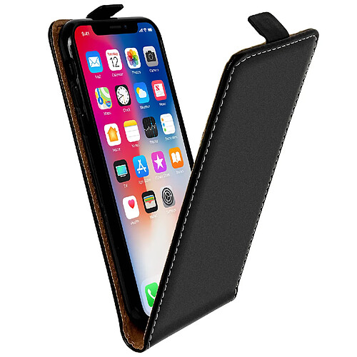 Avizar Housse iPhone X / XS Etui Clapet Rabat Vertical Porte-carte Noir Protection