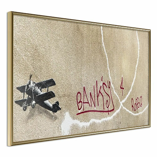 Paris Prix Affiche Murale Encadrée Banksy Love Plane 30 x 20 cm Or