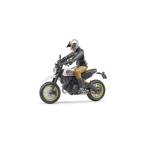 Bruder 63051 Ducati Scrambler Desert Sled Moto avec figurine conducteur et accessoires (la couleur peut varier)