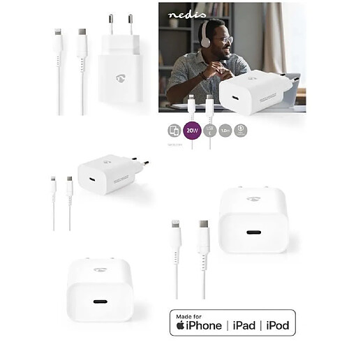 NC Pack Chargeur 20W USB-C™ Rapide 3.0 A -TYPE IPHONE 12 + Cable Lightning / USB-C™USB FAST CHARGE