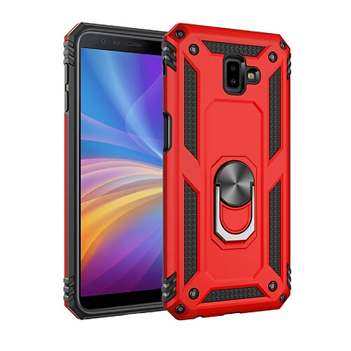 Wewoo Coque Étui de protection en TPU + antichoc Sergeant Armour pour Galaxy J6 Plus, avec support rotation 360 degrés (Rouge)