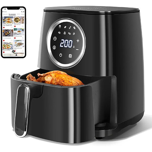 Aigostar Odin - Friteuse à air chaud 0% BPA. 1400W, capacité de 4.2L. 8 menus préprogrammés et mode manuel. Écran LED tactile