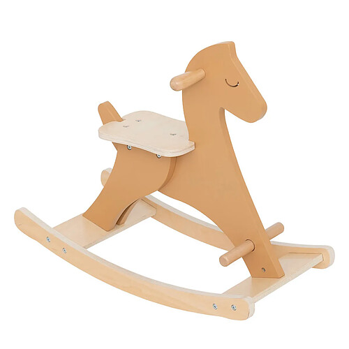 Pegane Jeu à bascule cheval pour enfant en bois coloris Marron - Longueur 64 x Profondeur 31 x Hauteur 54,5 cm